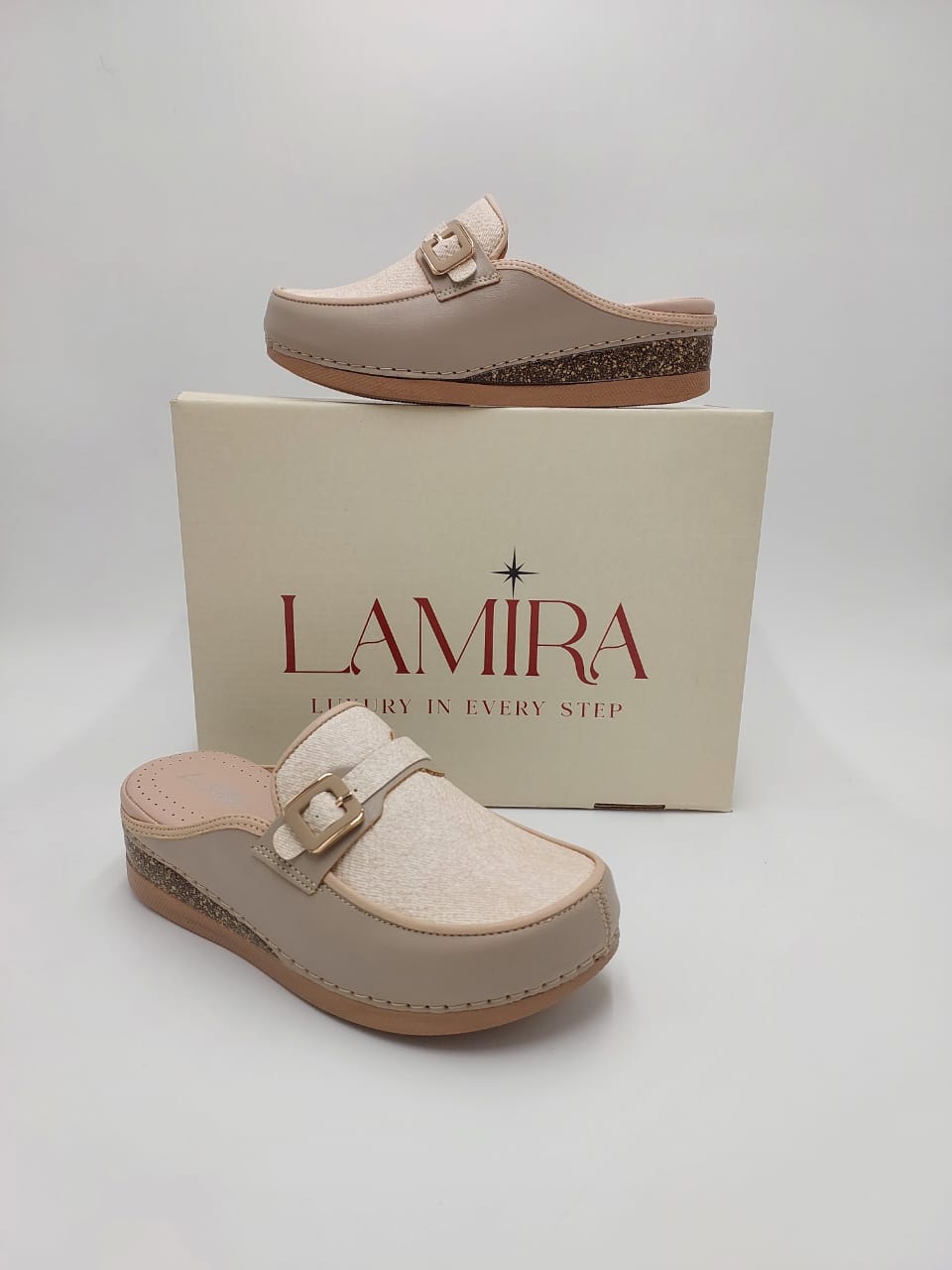 Mules Lamira Beige Doré – Élégance et Confort Quotidien