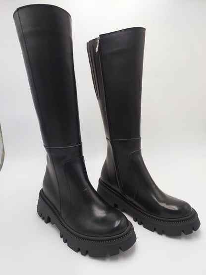 Bottes Lamira Hautes Noires – Élégance Intemporelle & Semelle Crantée Moderne