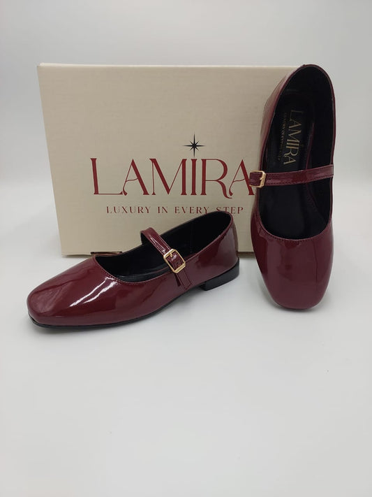 Ballerines Lamira Bordeaux Vernis – Élégance Chic et Confort