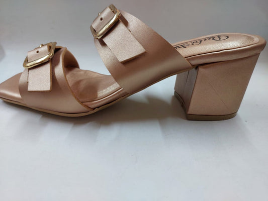 Mules dorées à brides et boucles – Chic & confort au quotidien