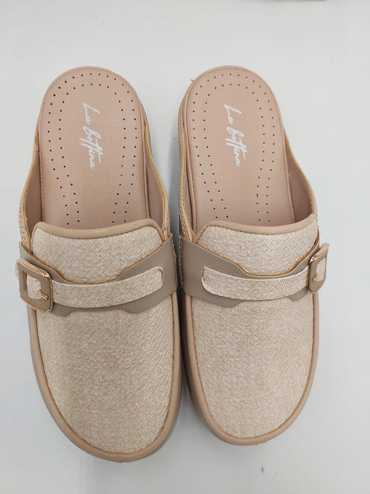 Mules Lamira Beige Doré – Élégance et Confort Quotidien