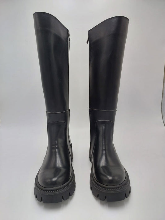 Bottes Lamira Hautes Noires – Élégance Intemporelle & Semelle Crantée Moderne