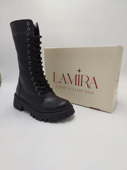 Bottes Lamira Noires à Lacets – Confort, Caractère & Élégance Urbaine