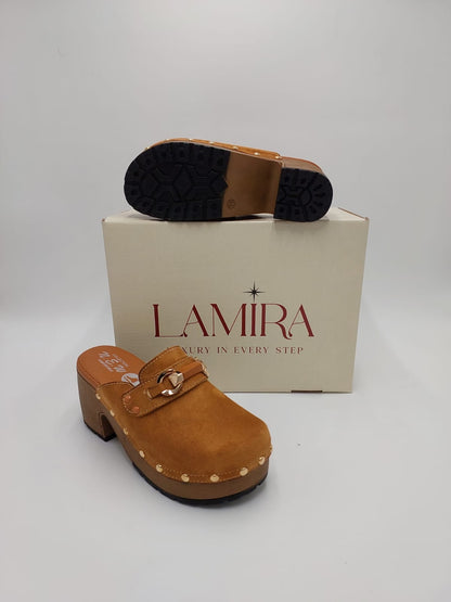 Mules Lamira Camel Suédées – Élégance Rustique et Confort Assuré